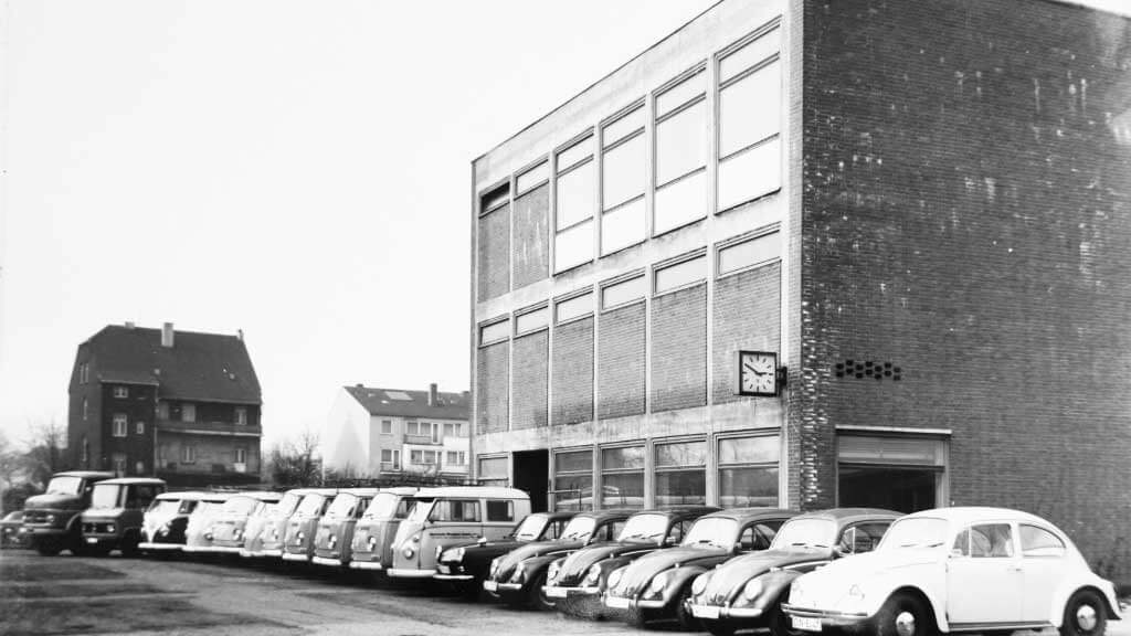 Der Fuhrpark am Betriebsgelände Kleiststraße 1962