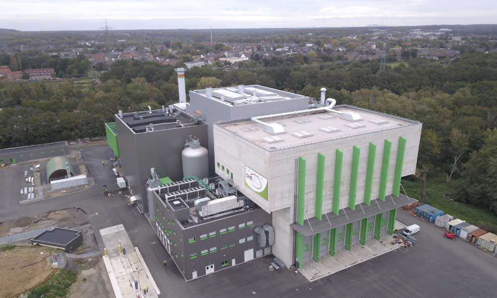 Drohnenaufnahme vom Dinslakener Holz-Energiezentrum