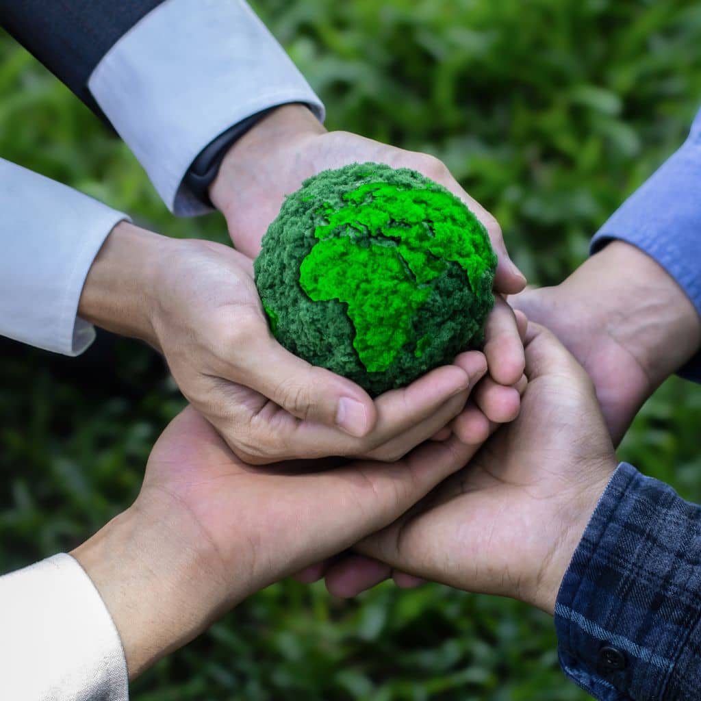 Symbolbild Hände halten eine grüne Weltkugel